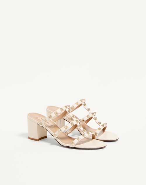 Valentino Garavani - Rockstud Calfskin Leather Slide Sandal 60 Mm - Light Ivory - Woman - Sandals